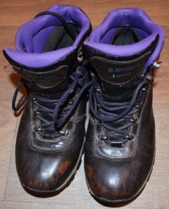 Buty trekkingowe damskie skórzane z wysoką cholewką marki Hi-Tec, kolor brązowy